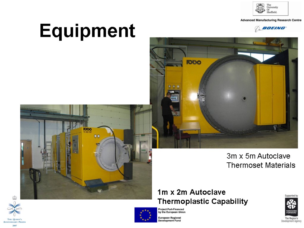 Equipment 3m x 5m Autoclave Thermoset Materials 1m x 2m Autoclave Thermoplastic Capability